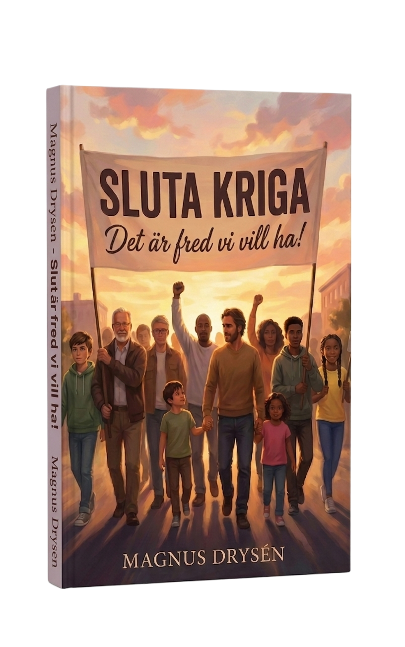 Sluta Kriga - Det är fred vi vill ha! by Magnus Drysén - Book cover showing diverse people marching together for peace